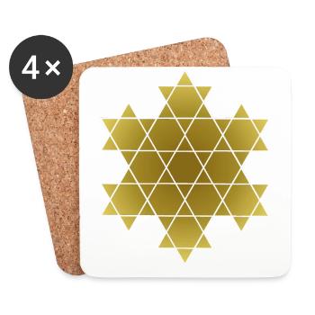 Hexagram star gold - Coasters (set of 4) - white - Front