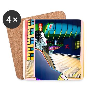 Geisha in the city - Coasters (set of 4) - white - Front