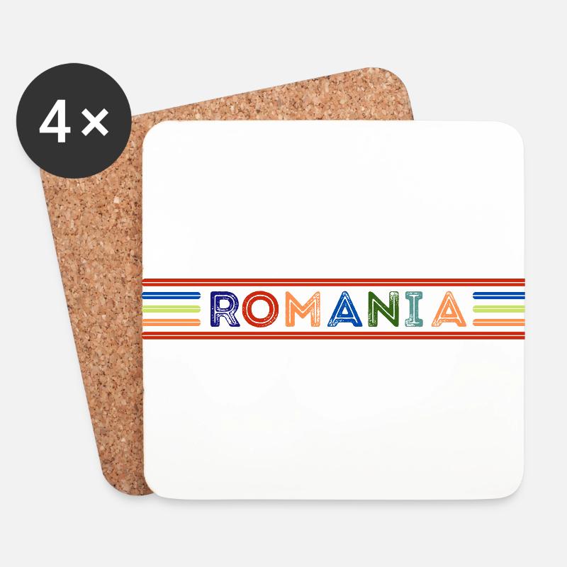 ROMANIA - Coasters (set of 4) - white