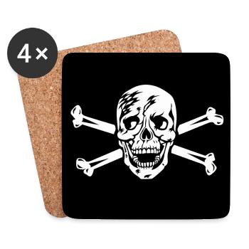 Totenkopf / Skull für Buttons Anstecker Halloween - Untersetzer (4er-Set) - Weiß - Vorne