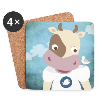 Poster cow nursery ahoy moin - Coasters (set of 4) - white - Front