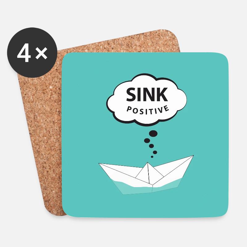 sink positive - think positive - Positiv denken - Untersetzer (4er-Set) - Weiß