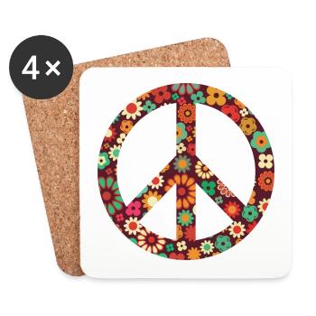 Flowers children - peace - Coasters (set of 4) - white - Front