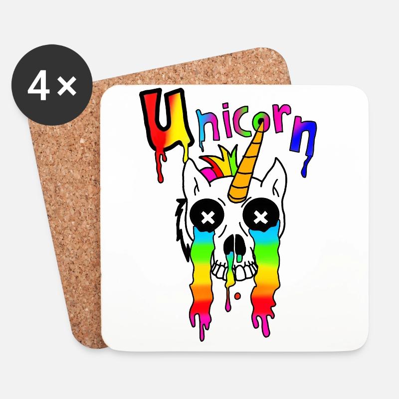 Einhorn Schädel - Untersetzer (4er-Set) - Weiß