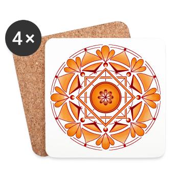 Mandala, orange - Untersetzer (4er-Set) - Weiß - Vorne
