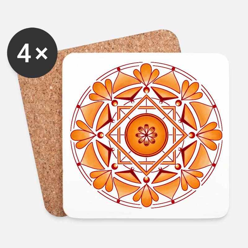 Mandala, orange - Untersetzer (4er-Set) - Weiß