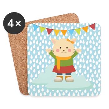 Little cat - animal lovers blue - Coasters (set of 4) - white - Front
