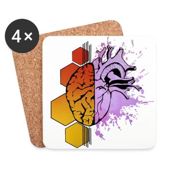 Brain and Heart - Untersetzer (4er-Set) - Weiß - Vorne