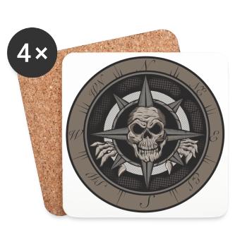Wind rose with skull - Coasters (set of 4) - white - Front