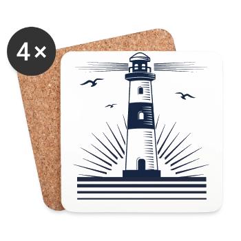 Lighthouse with seagulls - Coasters (set of 4) - white - Front