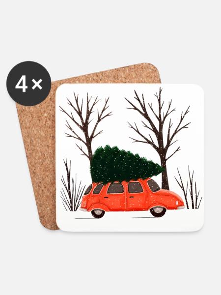 Driving Home For Christmas - Untersetzer (4er-Set) - Weiß
