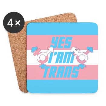 yes i'm trans - Coasters (set of 4) - white - Front