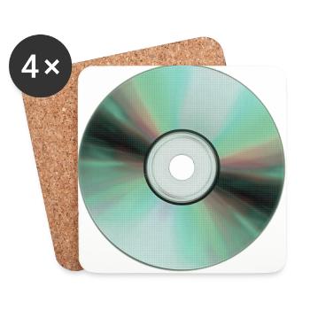 Fld.) CD compact disc Music Musik Hifi - Untersetzer (4er-Set) - Weiß - Vorne