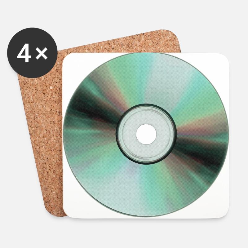 Fld.) CD compact disc Music Musik Hifi - Untersetzer (4er-Set) - Weiß
