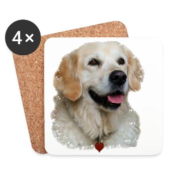 I Love Golden Retriever - Coasters (set of 4) - white - Front