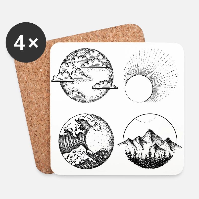 Drawing Desing Print Elements - Coasters (set of 4) - white