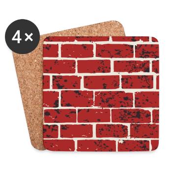 Brick, wall, red brick, stone wall - Coasters (set of 4) - white - Front