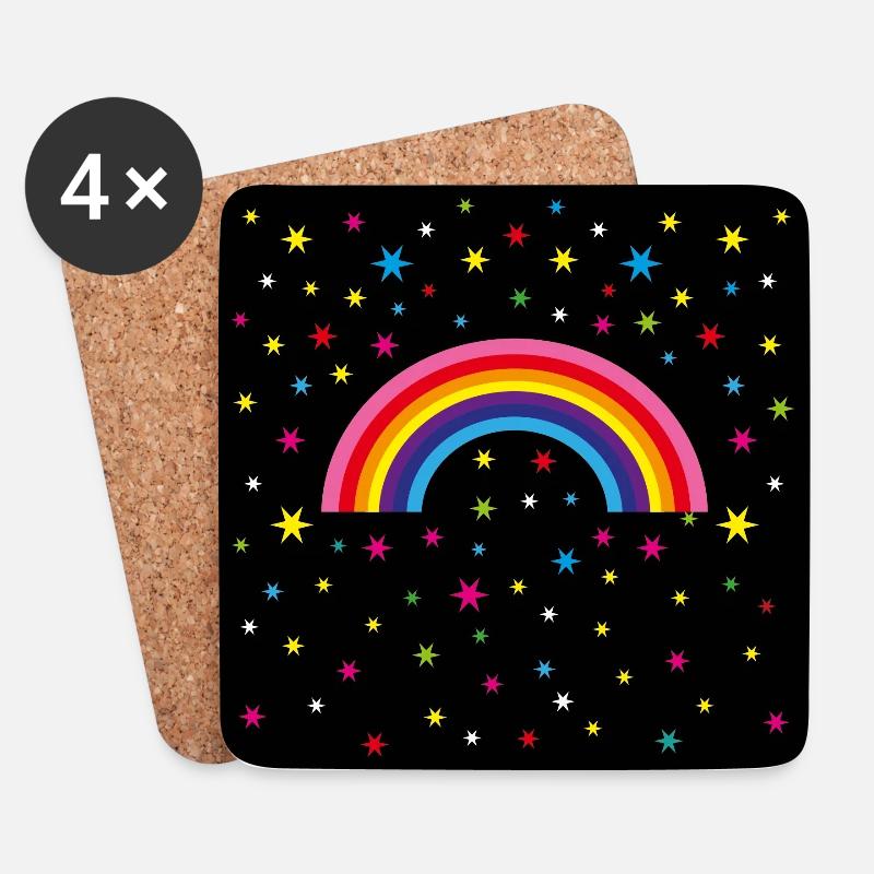 12 Regenbogen Sternenhimmel - Untersetzer (4er-Set) - Weiß