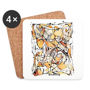 Art abstrait action painting univers abstract 51 - Dessous de verre (lot de 4) - blanc - Devant