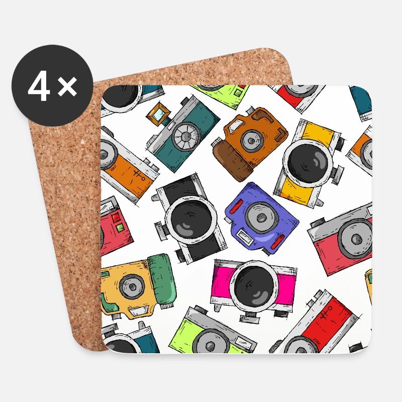 Illustration pattern photography camera - Coasters (set of 4) - white