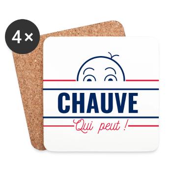 Chauve qui peut - Cadeau drôle Calvitie Homme - Dessous de verre (lot de 4) - blanc - Devant