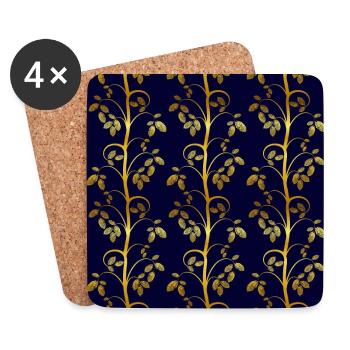 Motif vrille aspect or bleu - Dessous de verre (lot de 4) - blanc - Devant