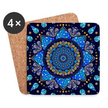 Mandala blau türkis gold - Untersetzer (4er-Set) - Weiß - Vorne