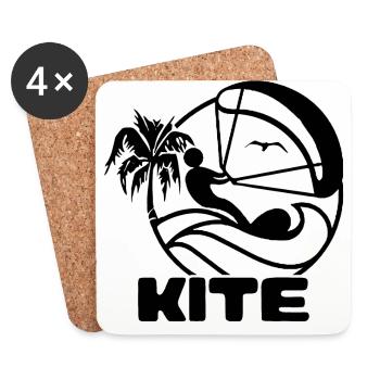 KITE Surfen Kitesurfen Kiten Kitesurfing - Untersetzer (4er-Set) - Weiß - Vorne