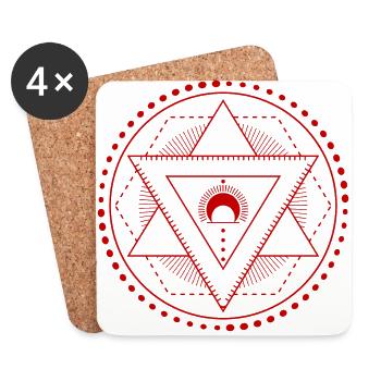 Hexagram Geometry Moon Red - Coasters (set of 4) - white - Front