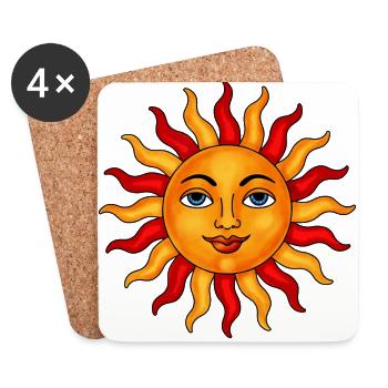 Sun pastel - Coasters (set of 4) - white - Front