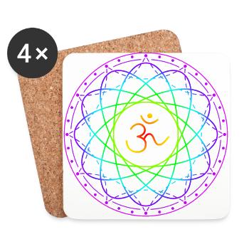 Heilige Geometrie mit Om Symbol - Untersetzer (4er-Set) - Weiß - Vorne