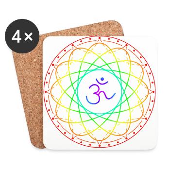 Sacred geometry with Om symbol - Coasters (set of 4) - white - Front