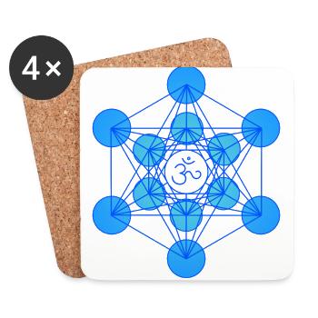 Sacred Geometry Merkaba Om Blue - Coasters (set of 4) - white - Front