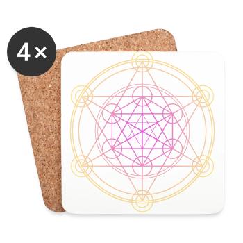 Merkaba Heilige Geometrie - Untersetzer (4er-Set) - Weiß - Vorne