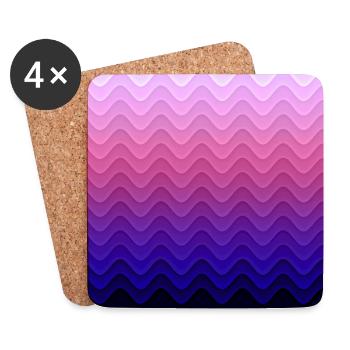 Pattern - Pink blue wave - Coasters (set of 4) - white - Front