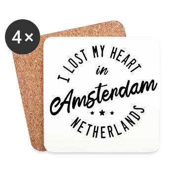 Amsterdam Pays-Bas Hollande - Dessous de verre (lot de 4) - blanc - Devant