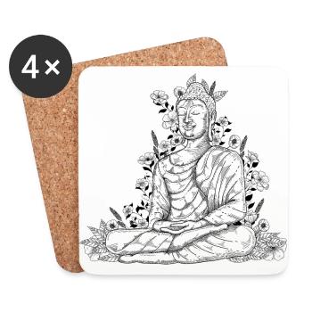 Bouddha - Dessous de verre (lot de 4) - blanc - Devant
