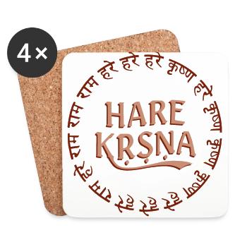 Hare Krishna - Cercle Maha Mantra - Dessous de verre (lot de 4) - blanc - Devant