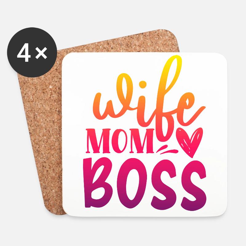 wife mum boss - Untersetzer (4er-Set) - Weiß