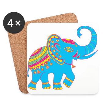 Indian elephant - Coasters (set of 4) - white - Front