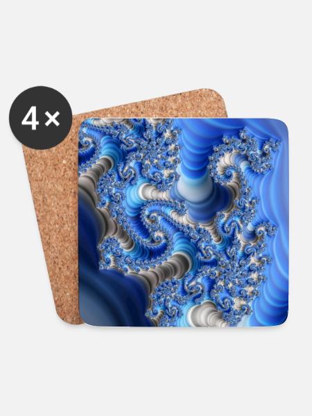Fractal #X38 - Coasters (set of 4) - white