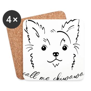 Call me Chiwawa doux petit chien Chihuahua - Dessous de verre (lot de 4) - blanc - Devant