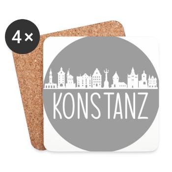 konstanz, skyline, kreis, scherenschnitt, grau - Untersetzer (4er-Set) - Weiß - Vorne