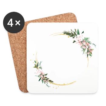 Flowers circle customizable - Coasters (set of 4) - white - Front