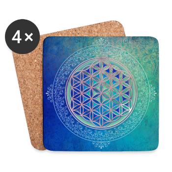 Fleur de la vie - Mandala Frame Vintage 2 - Dessous de verre (lot de 4) - blanc - Devant