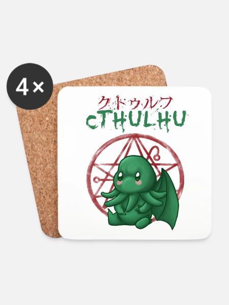 Der große Cthulhu - Untersetzer (4er-Set) - Weiß