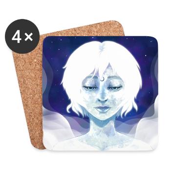 Moon Girl Illustration - Dessous de verre (lot de 4) - blanc - Devant
