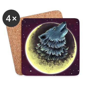 A wolf in the moon - Coasters (set of 4) - white - Front