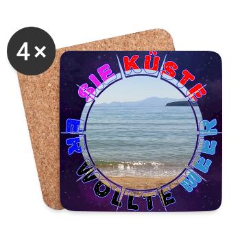 Sie Küste - Er wollte Meer / Universum, Urlaub - Untersetzer (4er-Set) - Weiß - Vorne