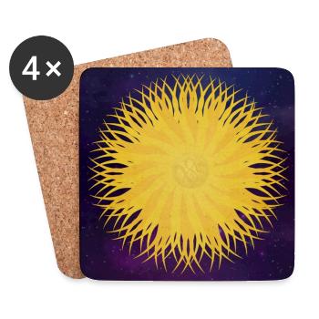Lichtsymbol Sonne - Seelenzeichen - Universum - Untersetzer (4er-Set) - Weiß - Vorne